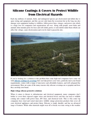 Silicone Coatings & Covers to Protect Wildlife from Electrical Hazards