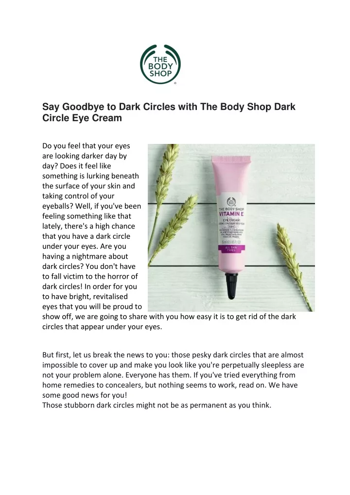 say goodbye to dark circles with the body shop