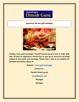 Experience the love spell astrologer