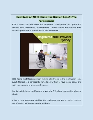 how does an ndis home modification benefit the