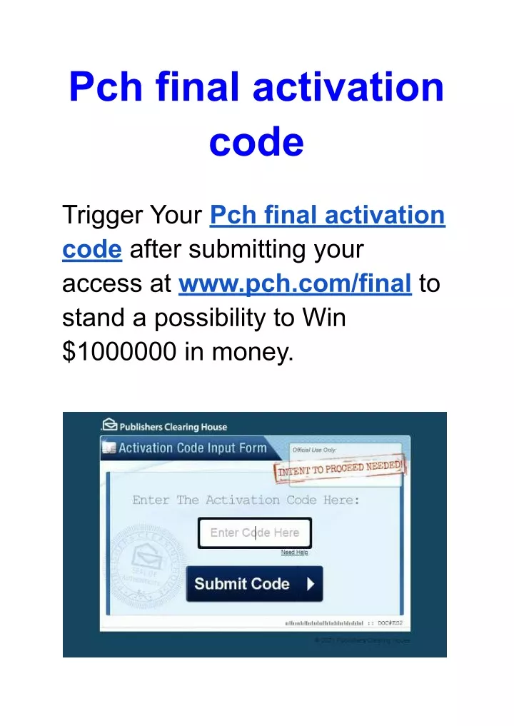 pch final activation code