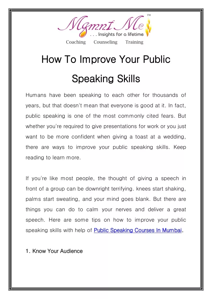 how to improve your public how to improve your