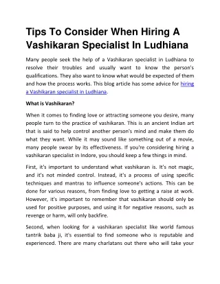 Tips To Consider When Hiring A Vashikaran Specialist In Ludhiana