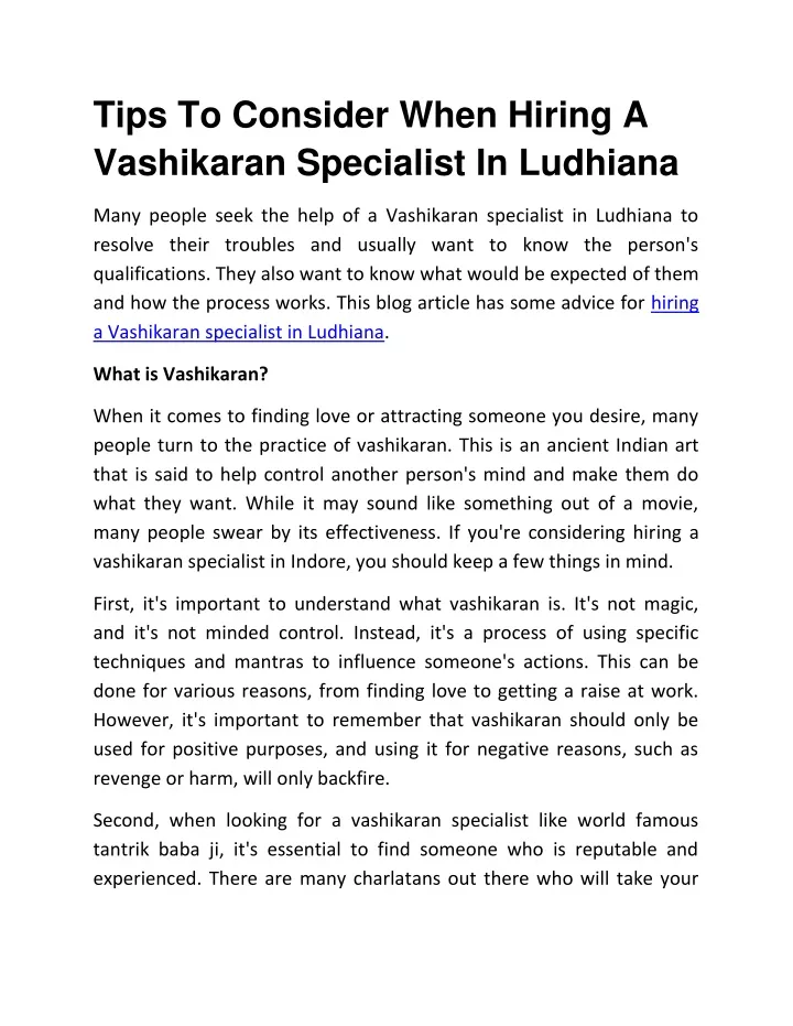 tips to consider when hiring a vashikaran
