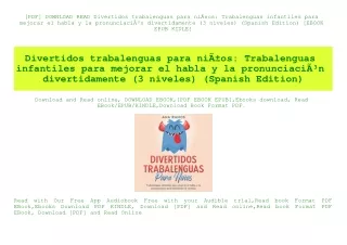 [PDF] DOWNLOAD READ Divertidos trabalenguas para niÃƒÂ±os Trabalenguas infantiles para mejorar el habla y la pronunciaci