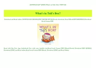 [DOWNLOAD^^][PDF] What's in Tuli's Box PDF Full