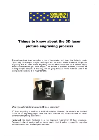 Things to know about the 3D laser picture engraving process