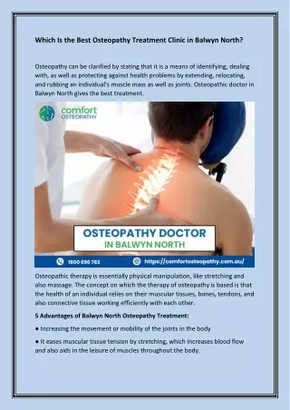 Which Is the Best Osteopathy Treatment Clinic in Balwyn North