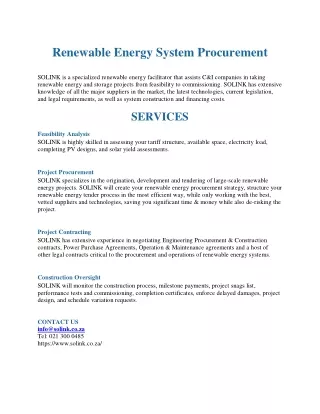 Renewable Energy System Procurement