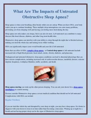 what are the impacts of untreated obstructive