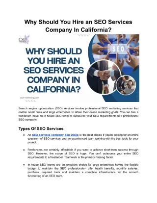 Why Should You Hire an SEO Services Company In California?