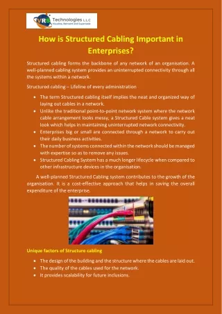 how is structured cabling important in enterprises