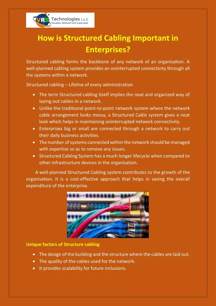 how is structured cabling important in enterprises