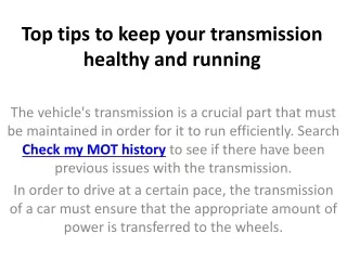 top tips to keep your transmission healthy and running