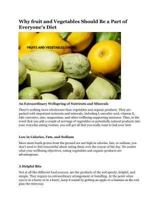 why fruit and vegetables should be a part