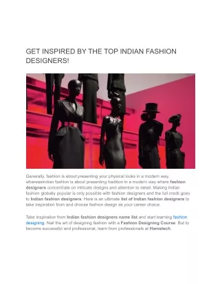 GET INSPIRED BY THE TOP INDIAN FASHION DESIGNERS