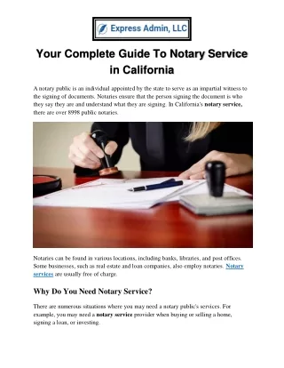 Your Complete Guide To Notary Service in California