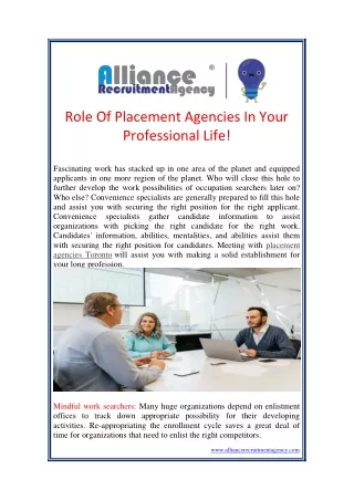 Role Of Placement Agencies In Your Professional Life
