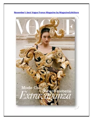 November’s best Vogue France Magazine by MagazineCafeStore