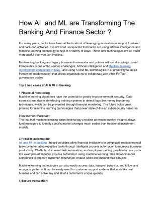 how ai and ml are transforming the banking