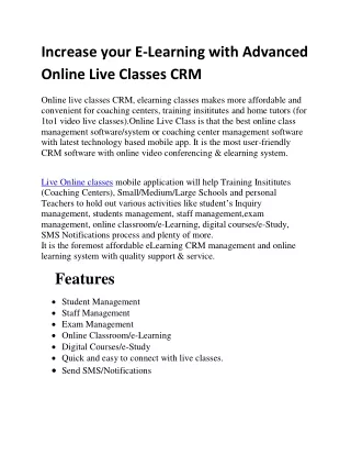 Online Live Classes CRM