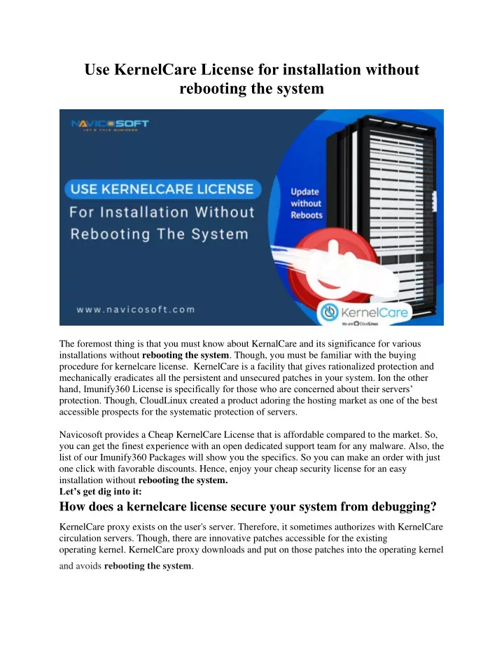 use kernelcare license for installation without
