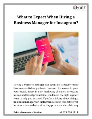 what to expect when hiring a business manager