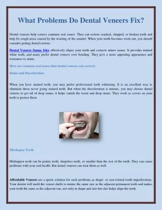 what problems do dental veneers fix