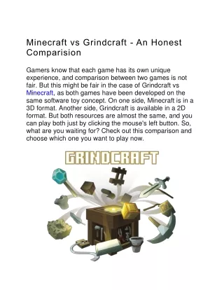 Minecraft vs Grindcraft - An Honest Comparision