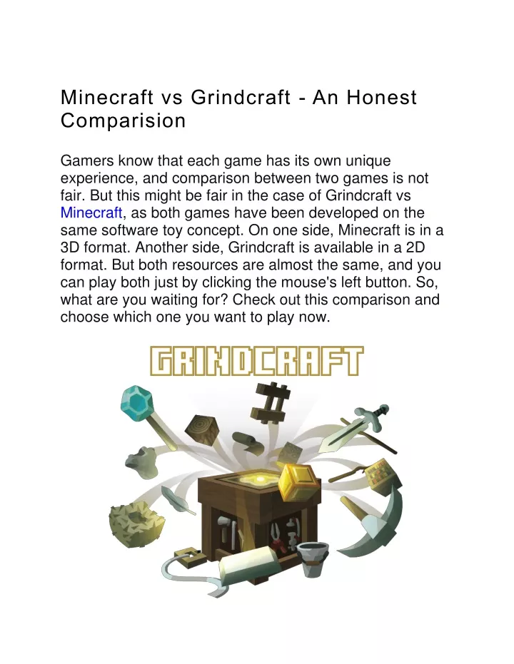 minecraft vs grindcraft an honest comparision