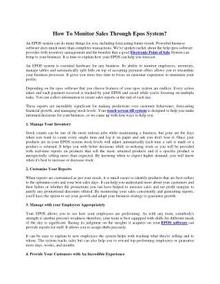 how to monitor sales through epos system