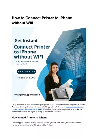 How to Connect printer to iphone without Wifi