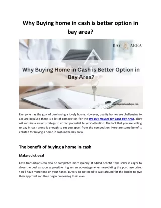 Why buying home in cash is better option in bay area