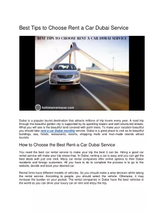 Best Tips to Choose Rent a Car Dubai Service