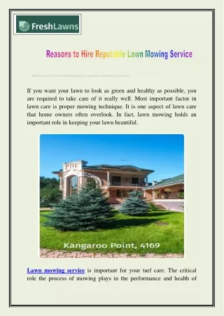 Reasons to Hire Reputable Lawn Mowing Service
