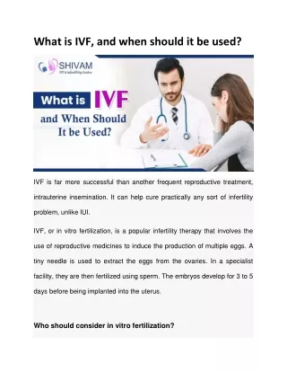 what is ivf and when should it be used