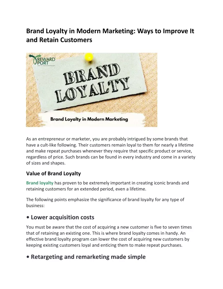 brand loyalty in modern marketing ways to improve