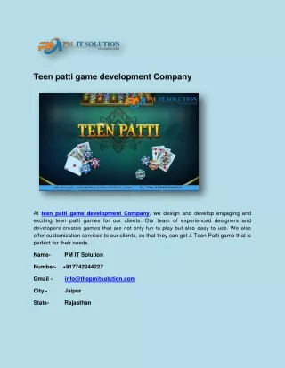 Teen patti game development Company