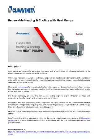Renewable Heating & Cooling with Heat Pumps