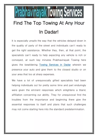 Towing Services in Dadar Call- 7028064871