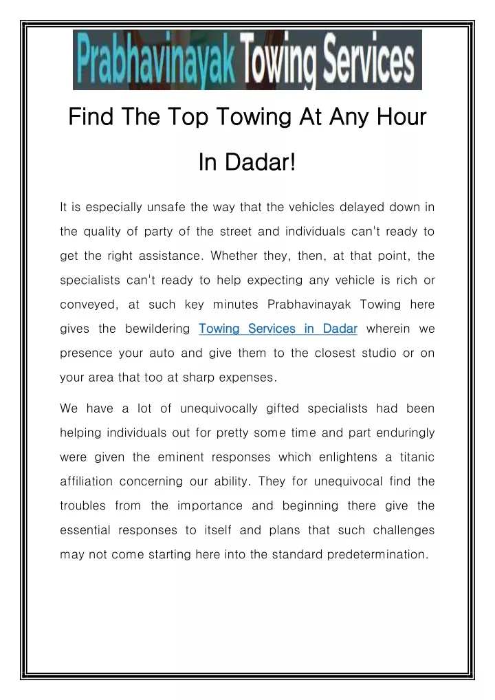 find the top towing at any hour find