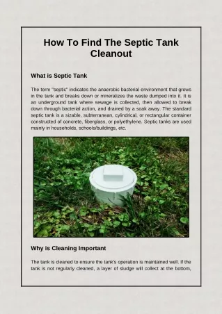 how to find the septic tank cleanout