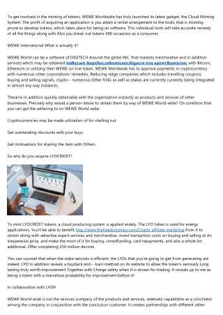 to get involved in the minting of tokens wewe