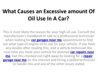 what causes an excessive amount of oil use in a car