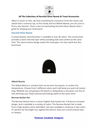 all the collections of herschel elmer beanie