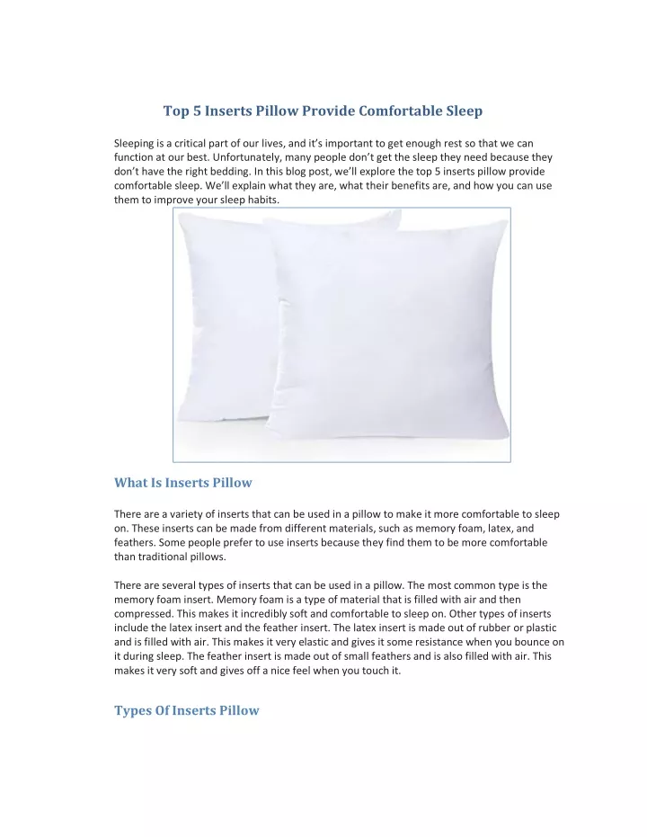 top 5 inserts pillow provide comfortable sleep