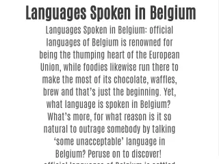 Languages Spoken in Belgium