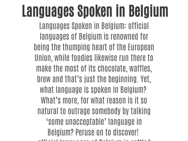 languages spoken in belgium languages spoken