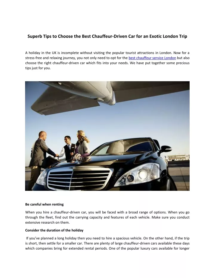 superb tips to choose the best chauffeur driven