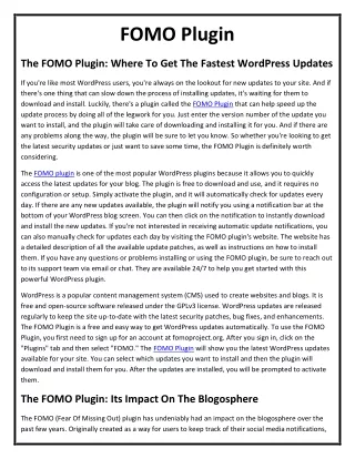 fomo plugin